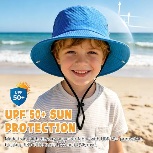 Outdoor Kids Sun Hat UPF 50+ Sun Protection Foldable Bucket Hat Breathable Summer Beach Fishing Safari Hat for Boys Girls in Kuwait