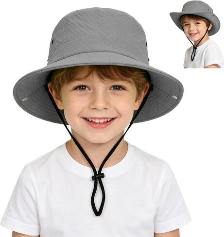 Outdoor Kids Sun Hat UPF 50+ Sun Protection Foldable Bucket Hat Breathable Summer Beach Fishing Safari Hat for Boys Girls in Kuwait