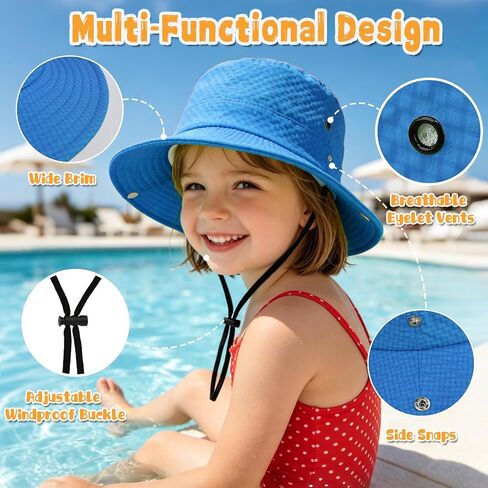Outdoor Kids Sun Hat UPF 50+ Sun Protection Foldable Bucket Hat Breathable Summer Beach Fishing Safari Hat for Boys Girls in Kuwait