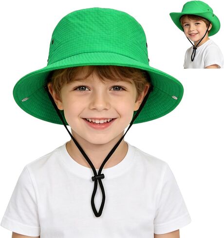 Outdoor Kids Sun Hat UPF 50+ Sun Protection Foldable Bucket Hat Breathable Summer Beach Fishing Safari Hat for Boys Girls in Kuwait