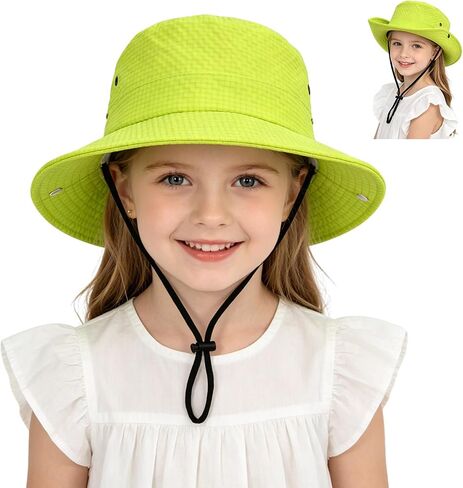 Outdoor Kids Sun Hat UPF 50+ Sun Protection Foldable Bucket Hat Breathable Summer Beach Fishing Safari Hat for Boys Girls in Kuwait