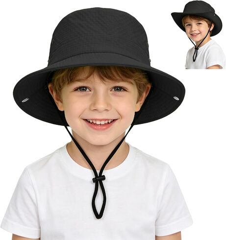 Outdoor Kids Sun Hat UPF 50+ Sun Protection Foldable Bucket Hat Breathable Summer Beach Fishing Safari Hat for Boys Girls in Kuwait