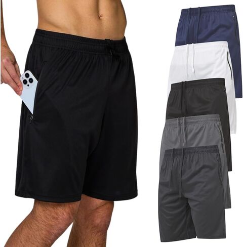 Ultra Performance Mens Gym Workout Shorts 5 Pk Men’s Athletic Running Basketball Shorts for Men with Zipper Pockets 7"Inseam in Saudi Arabia