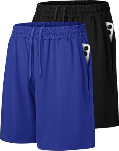 2 Pack Mens Gym Basketball Shorts - Athletic Black Workout Quick Dry Shorts with Pockets for Casual Running in Saudi Arabia