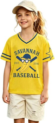 MODNTOGA Boys Girls Baseball Jersey V Neck Game Day Shirt Kids Funny Banana Print T-Shirt Sports Fan Short Sleeve Summer Tops in Kuwait