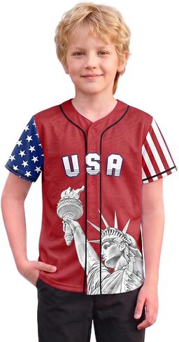 Kids USA Baseball Jersey 4th of July Independence Day American 250th Anniversary Patriotic Shirt Boys Girls Teenagers in Saudi Arabia