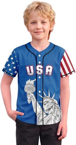 Kids USA Baseball Jersey 4th of July Independence Day American 250th Anniversary Patriotic Shirt Boys Girls Teenagers in Saudi Arabia