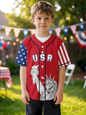 Kids USA Baseball Jersey 4th of July Independence Day American 250th Anniversary Patriotic Shirt Boys Girls Teenagers in Saudi Arabia
