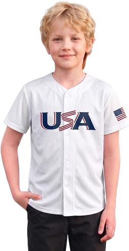 Kids USA Baseball Jersey 4th of July Independence Day American 250th Anniversary Patriotic Shirt Boys Girls Teenagers in Saudi Arabia