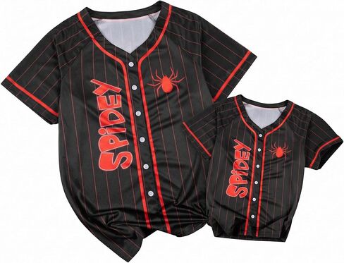 Spider Web Baseball Jersey Mommy and Me Shirts Mom Toddler Matching T-Shirts Superhero Graphic Short Sleeve Top in Kuwait