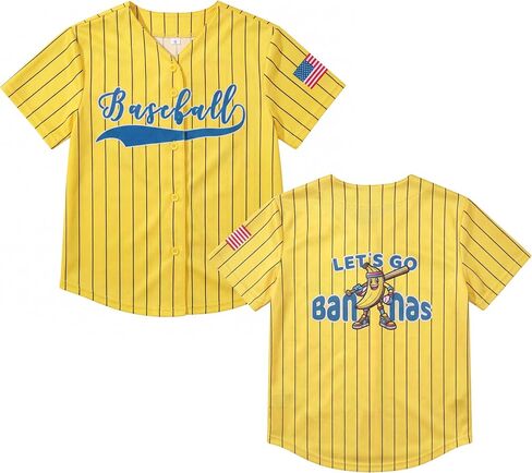 Kids Funny Fruit Baseball Jersey American Flag V-Neck Button Down Shirt for Girls Game Day Summer Sports Tee in Saudi Arabia