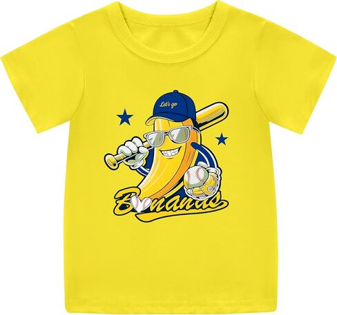 Kids Toddler Funny Banana Baseball Graphic T-Shirt Boys Girls Baseball Team Fan Outfit Game Day Tee Tops Ages 12M-14T in Saudi Arabia