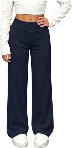 Girls Sweatpants Straight Leg Baggy High Waist Open Bottom Sweat Pants Youth School Uniform Trendy Kids Clothes in Saudi Arabia