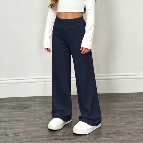 Girls Sweatpants Straight Leg Baggy High Waist Open Bottom Sweat Pants Youth School Uniform Trendy Kids Clothes in Saudi Arabia