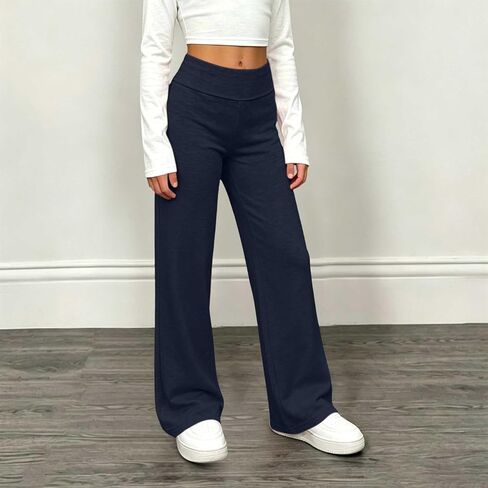 Girls Sweatpants Straight Leg Baggy High Waist Open Bottom Sweat Pants Youth School Uniform Trendy Kids Clothes in Saudi Arabia