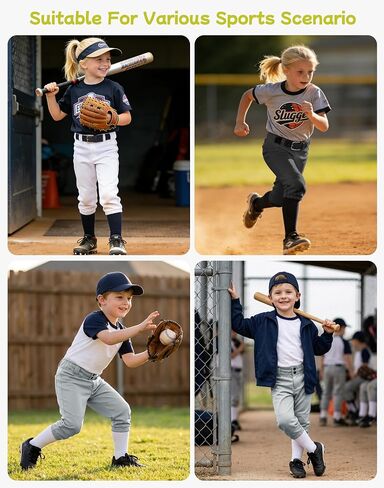 MIVEI 2T - 16Y Girls' Softball Pants - Youth Boys Toddler Baseball Pants Kids Tball Fastpitch Pants with Pocket Belt Loop in Kuwait
