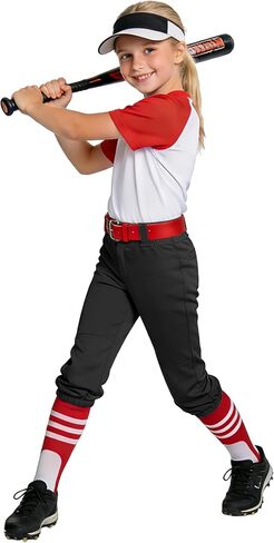 MIVEI 2T - 16Y Girls' Softball Pants - Youth Boys Toddler Baseball Pants Kids Tball Fastpitch Pants with Pocket Belt Loop in Kuwait