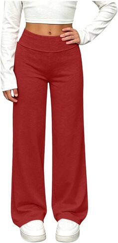 Girls Sweatpants Straight Leg Baggy High Waist Open Bottom Sweat Pants Youth School Uniform Trendy Kids Clothes in Saudi Arabia