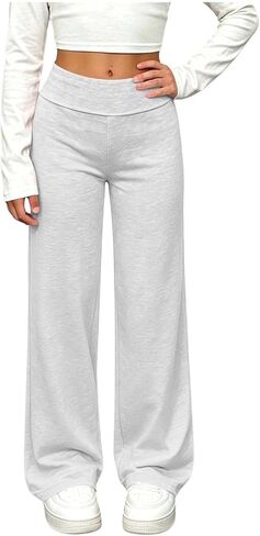 Girls Sweatpants Straight Leg Baggy High Waist Open Bottom Sweat Pants Youth School Uniform Trendy Kids Clothes in Saudi Arabia