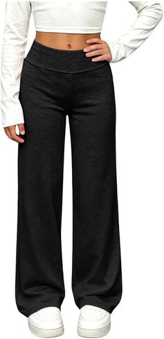 Girls Sweatpants Straight Leg Baggy High Waist Open Bottom Sweat Pants Youth School Uniform Trendy Kids Clothes in Saudi Arabia