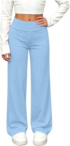 Girls Sweatpants Straight Leg Baggy High Waist Open Bottom Sweat Pants Youth School Uniform Trendy Kids Clothes in Saudi Arabia
