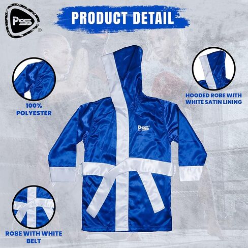 PSS New Ultimate Long Sleeve Boxing Robe Uniform Kick Boxing Mixed Martial Art UFC Sports Muay Thai Training Robe 910 (910 Blue, 13-14 Year) in Saudi Arabia