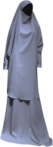 Muslim Outfits for Women Solid Color Hooded Long Muslim Sleeve Robe with Skirt Two Piece Set Elegant in Kuwait