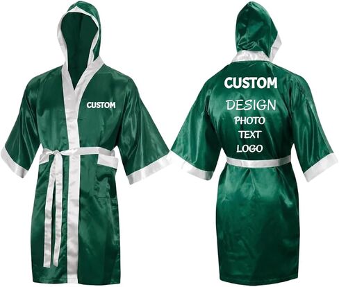 Adult Custom Boxing Robe with Hood 2 Pockets Personalized Graphic and Text S-XXL in Kuwait