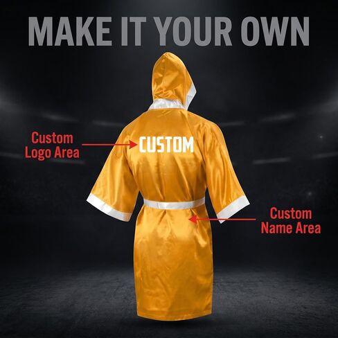 Adult Custom Boxing Robe with Hood 2 Pockets Personalized Graphic and Text S-XXL in Kuwait