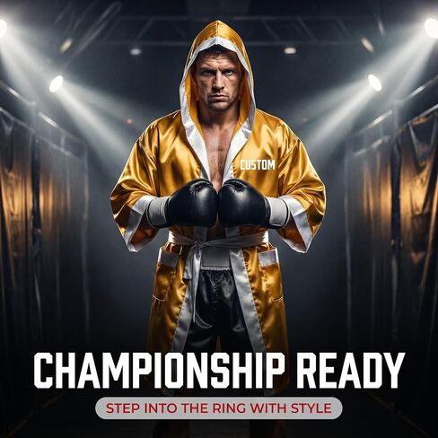 Adult Custom Boxing Robe with Hood 2 Pockets Personalized Graphic and Text S-XXL in Kuwait