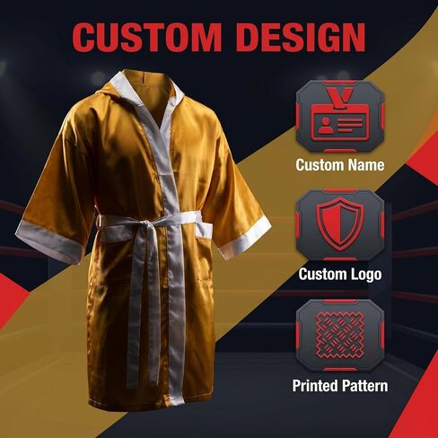 Adult Custom Boxing Robe with Hood 2 Pockets Personalized Graphic and Text S-XXL in Kuwait