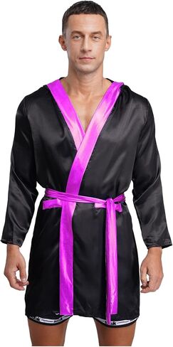 Jugaoge Mens Adult Boxing Robes Costumes Carnival Hooded Boxer Satin Outfits Robe for Stage Performance in Saudi Arabia