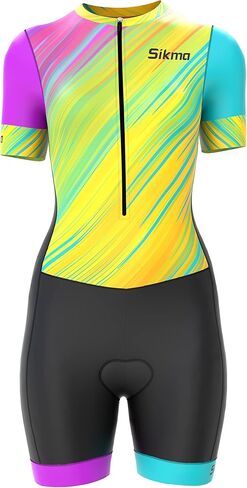 Sikma Ladies Cycling Skinsuit Women Padded One Piece Trisuit Bike Top Short Sublimated Design bib Short. in Saudi Arabia
