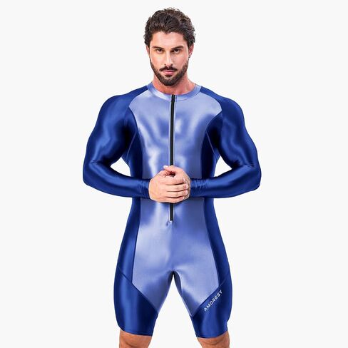AMORESY Atticus Long-Sleeve Sports Bodysuit with Front Zipper, One-Piece Stretch Activewear for Gym, Cycling & Swim in Saudi Arabia