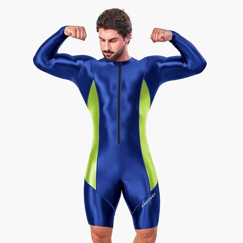 AMORESY Atticus Long-Sleeve Sports Bodysuit with Front Zipper, One-Piece Stretch Activewear for Gym, Cycling & Swim in Saudi Arabia