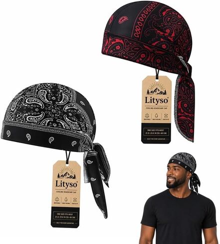 Paisley Cooling Headscarf Cap Breathable Sweat Wicking Durag Lightweight Stretch Bandana Outdoor Cycling Running in Kuwait