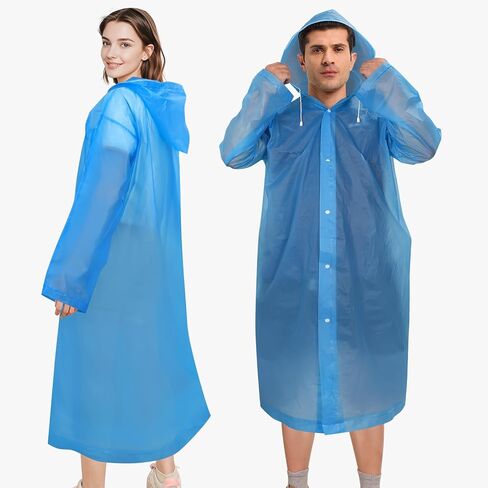 Rain Ponchos for Adults Reusable (2 Pack), Waterproof EVA Raincoats with Hood & Drawstring for Women & Men in Saudi Arabia