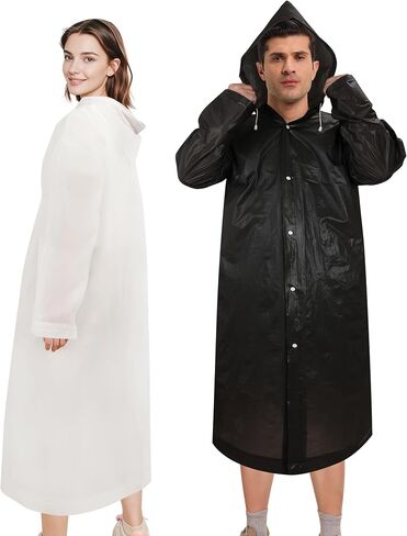Rain Ponchos for Adults Reusable (2 Pack), Waterproof EVA Raincoats with Hood & Drawstring for Women & Men in Saudi Arabia