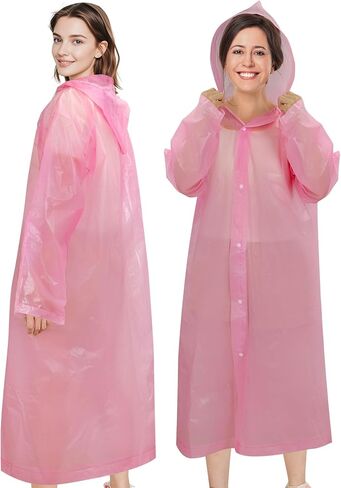 Rain Ponchos for Adults Reusable (2 Pack), Waterproof EVA Raincoats with Hood & Drawstring for Women & Men in Saudi Arabia