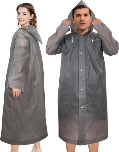 Rain Ponchos for Adults Reusable (2 Pack), Waterproof EVA Raincoats with Hood & Drawstring for Women & Men in Saudi Arabia