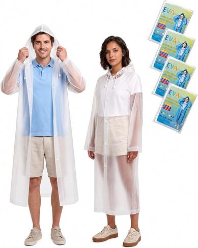 Rain Ponchos for Adults Reusable (2 Pack), Waterproof EVA Raincoats with Hood & Drawstring for Women & Men in Saudi Arabia