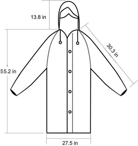 RYNCO White Clear Rain Poncho, Unisex, Portable Reusable Clear Ponchos with Hood, Raincoat for Adults with Elastic Cuff Sleeves in Saudi Arabia