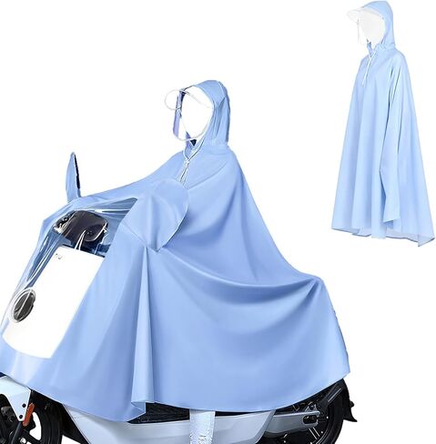 Raincoat, PVC Material Electric Cycle Rain Poncho Long Full Body Reusable Rainproof Cycling Raincoat, for Electric Scooters (4X Mirror Cover Type Blue) in Kuwait