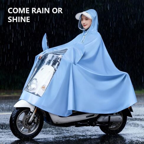 Raincoat, PVC Material Electric Cycle Rain Poncho Long Full Body Reusable Rainproof Cycling Raincoat, for Electric Scooters (4X Mirror Cover Type Blue) in Kuwait