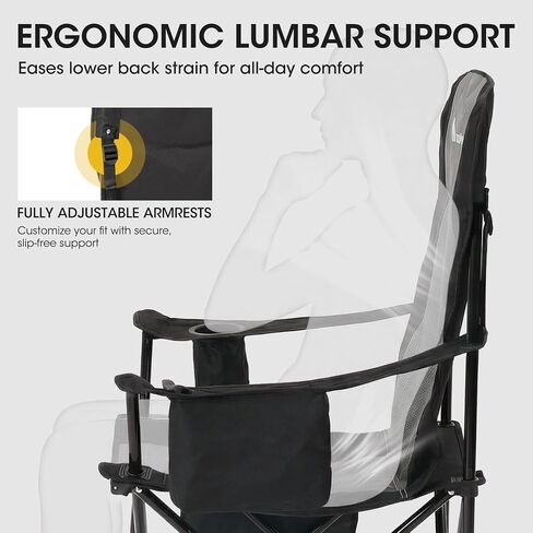 MOON LENCE Heavy Duty Camping Chair, 450LBS Capacity High Back Folding Chair with Cup Holder & Cooler Bag, Portable Outdoor Chair for Camping, Backyard, RV and Beach, 1 Pack in Saudi Arabia