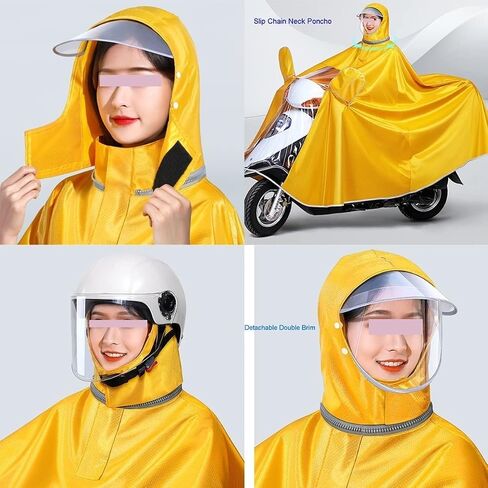 Mobility Scooter Rain Cover,Double and Single Dual Use Cycling Raincoat, Waterproof Hooded Rain Poncho with Slide Chain, Windproof Unisex Rain Cape with Rearview Mirror Cover, for E-Bike (Color : Da in Saudi Arabia