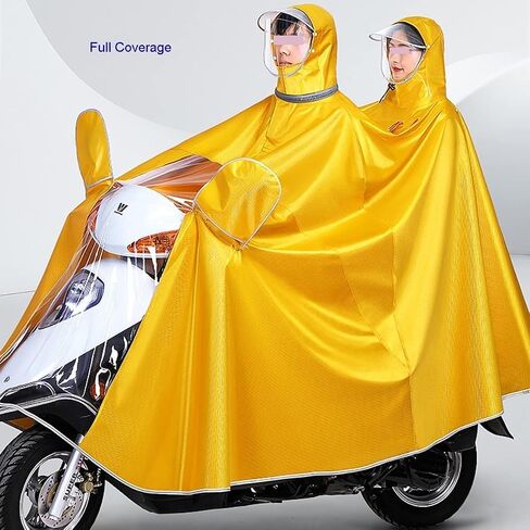 Mobility Scooter Rain Cover,Double and Single Dual Use Cycling Raincoat, Waterproof Hooded Rain Poncho with Slide Chain, Windproof Unisex Rain Cape with Rearview Mirror Cover, for E-Bike (Color : Da in Saudi Arabia
