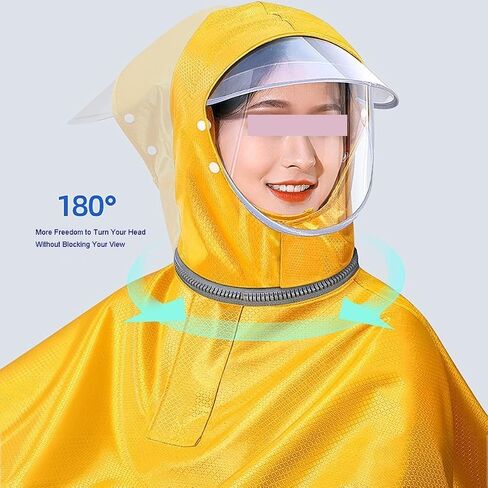 Mobility Scooter Rain Cover,Double and Single Dual Use Cycling Raincoat, Waterproof Hooded Rain Poncho with Slide Chain, Windproof Unisex Rain Cape with Rearview Mirror Cover, for E-Bike (Color : Da in Saudi Arabia