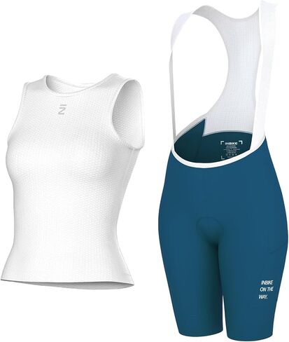 INBIKE Women's Cycling Set,Breathable Quick-Dry Bike Vest Summer,Sleeveless Sports Shirts with Padded Cycling Bibs in Kuwait