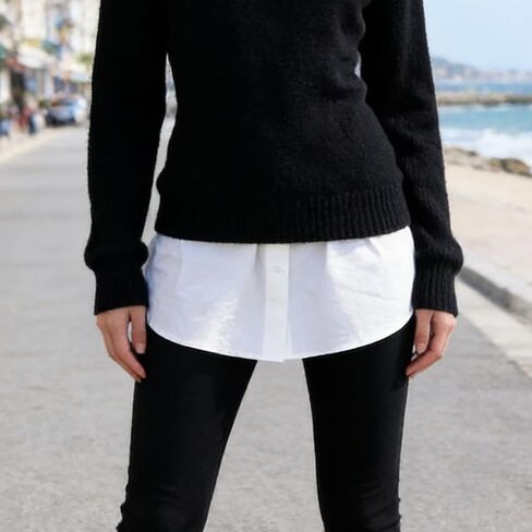 Women’s Shirt Waist Layering Underskirt High Low Hem Fake Layering Top for Button Down Shirts Casual Shirttail Hem Skirt in Kuwait